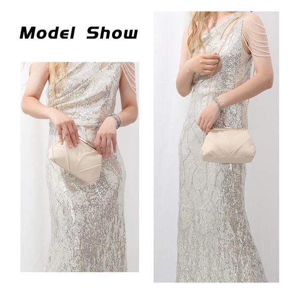 Pu Leather Evening Handbags, Vintage Clutch Purse Chain Strap Shoulder :D - Picture 6 of 6